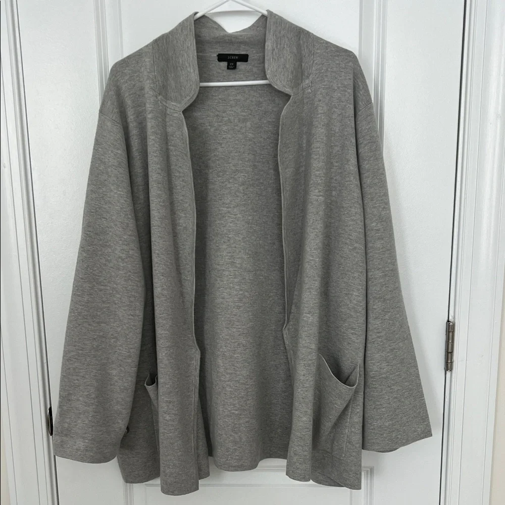 J.Crew Eloise Sweater Blazer Cardigan Light Gray Cotton Blend Women's 2X